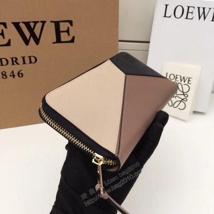 LOEWE錢包 122N89 頭層皮幾何錢包 羅意威原單長錢包  sl2050